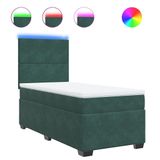 vidaXL Boxspringbed met matras, fluweel, donkergroen, 160x200 cm