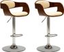 VidaXL Tabourets de bar, 2 pièces, couleur crème, avec placage de hêtre et cuir artificiel