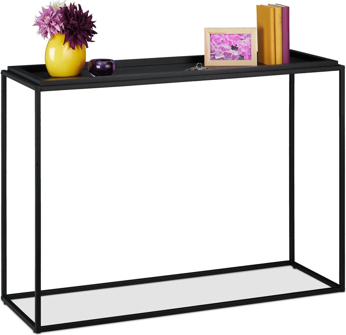 Relaxdays sidetable hal wandtafel zwart haltafel smal