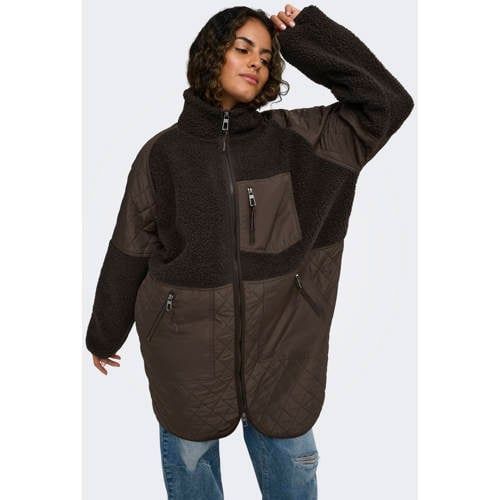 ONLY CARMAKOMA quilted mantel Plus Size - donkerbruin
