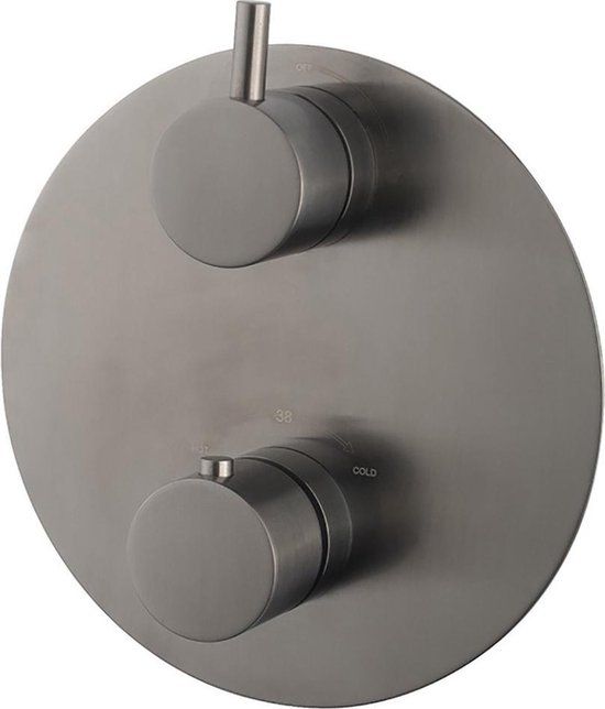 Wiesbaden Caral Afbouwdeel Thermostatisch Rond 2 Weg Omstelling Gunmetal