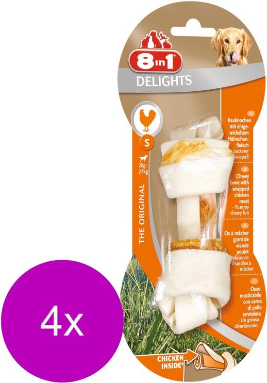 8in1 Delights Kauwknook Kip - Hondensnacks - 4 x Small