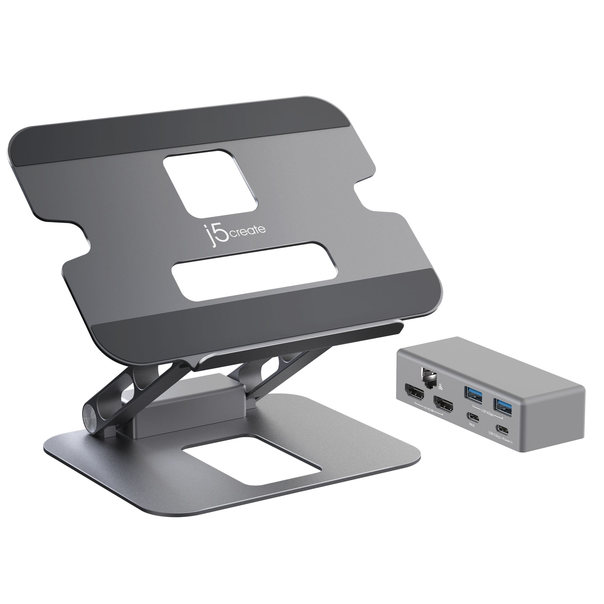 j5create JTS427-N Multi-Angle Dual 4K Docking Stand - Grey