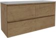 Saniclass Holz Pure meuble de salle de bain - 120x45x60cm - Lavabo en céramique blanc - 2 lavabos - Sans trous de robinetterie - 4 tiroirs - Chêne Natural