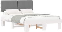 vidaXL Bedframe met gestoffeerde hoofdbord, lichtgrijs, 160 x 200 cm