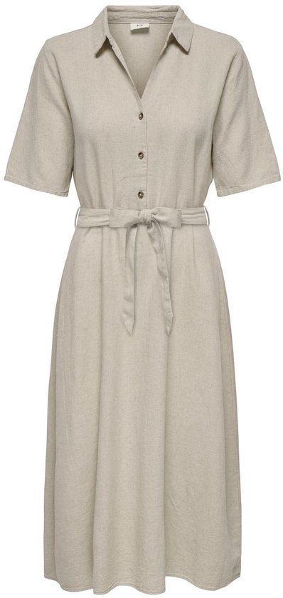 JDY JDYSAY 2/4 MIDI SHIRT DRESS WVN NOOS - Oatmeal Melange - Women's Dress - Size M