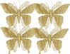 House of Seasons Edelman Bv Kerstboomversiering Vlinder - 4x stuks - 16 cm - goud glitter - op clip