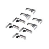 Fackelmann 9932950 Tafelkleedklemmen, tafelkleedklemmen voor buiten, roestvrij staal, professionele tafelklemmen, met veer, tafelkleedclips, roestvrij staal, zilver, 7,4 x 1,6 x 4,5 cm, 8 stuks