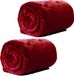 Unique Living Plaid - 2 stuks - fleece deken - fluweel rood - polyester - 130 x 180 cm