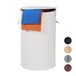Merkloos Relaxdays wasmand - 65 l - bamboe - met klapdeksel - handgrepen - opvouwbaar - wit