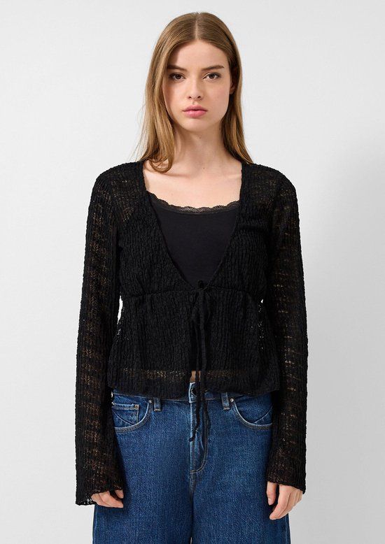 Q/S designed by - Dames t-shirt - Maat M - Vrouwen - ZWART - polyester