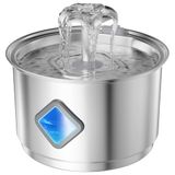 Zivacate Kattenfontein van Roestvrij Staal 2,8 L | Stille Automatische Waterfontein met Drievoudige Filtratie, LED-Venster, USB-Aangedreven, Inclusief 3 Filters + 3 Sponzen