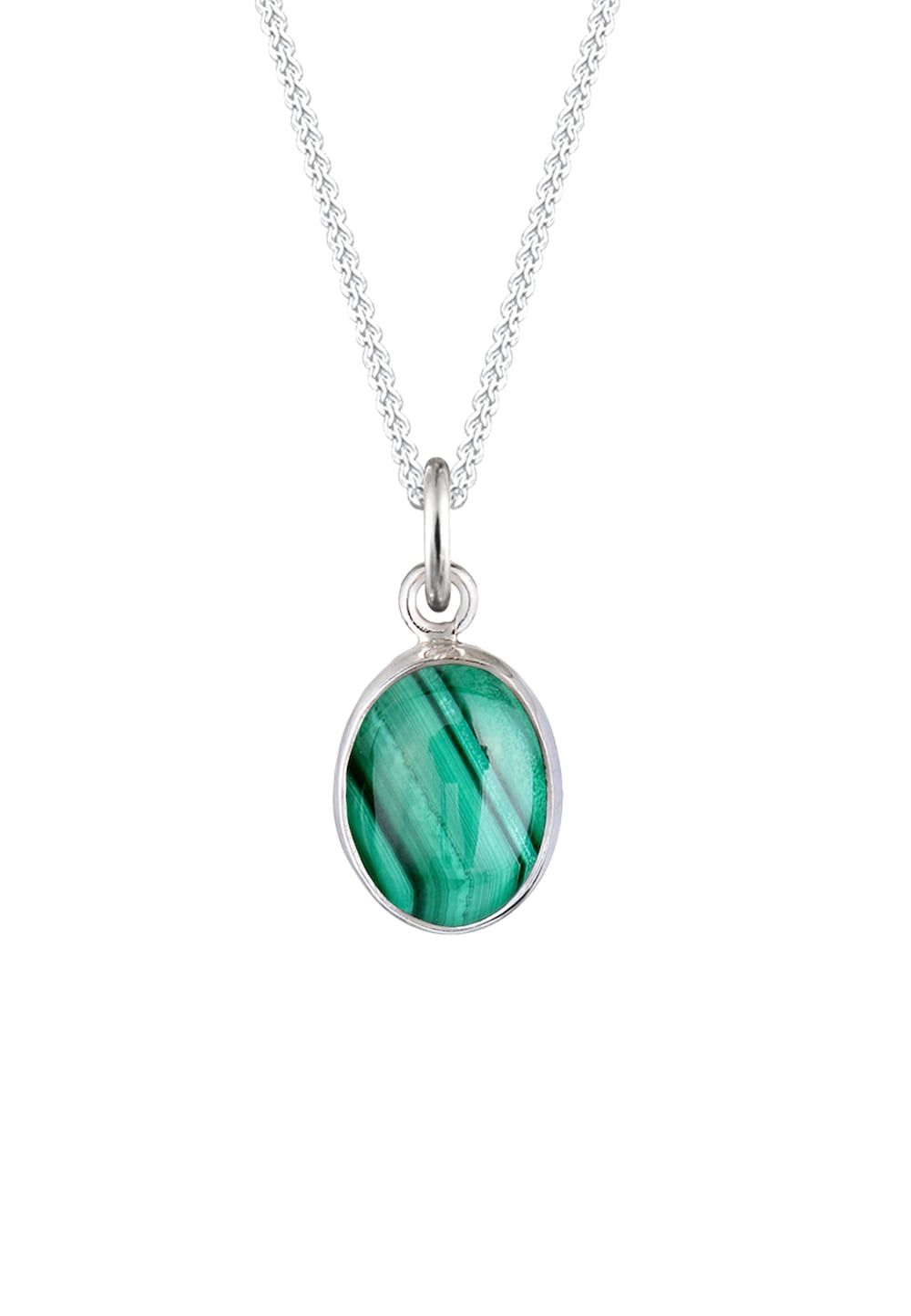 Elli Halsketting Dames Edelsteen Hanger met Malachiet in 925 Sterling Zilver