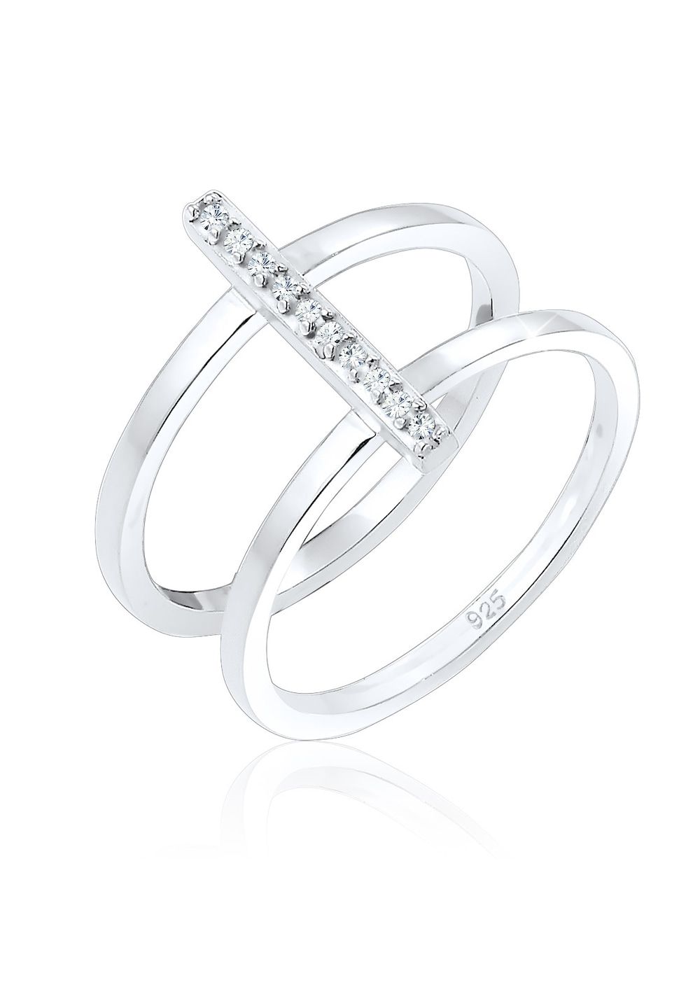Elli Ring Dames Ring Geo met Kristallen in 925 Sterling Zilver