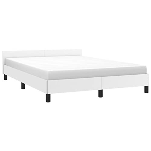 vidaXL Bedframe met hoofdbord kunstleer wit 140x200 cm