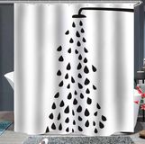 Merkloos Douchegordijn - 180 x 180 cm - Zwart-Wit Design - Polyester
