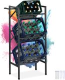 Merkloos krattenrek voor 3 kratten - 109x49x32 cm - tot 450 kg - staal - zwart