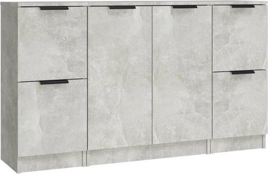 vidaXL Dressoirs 3 st bewerkt hout betongrijs