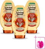 Garnier Loving Blends Honing Goud Conditioner - Beschadigd & Breekbaar Haar - 250 ml - 3 Stuks