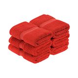 SUPERIOR Egyptian Cotton Towel Set, 6-Piece Face, Red, 6 Pieces