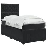 vidaXL Boxspringbed met matras, zwart, 100 x 200 cm, fluweel