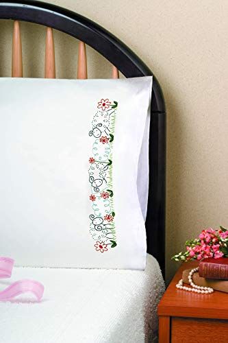 Tobin T232113 Stamped Pillowcase Pair Embroidery Kit, 20-inch by 30-inch, Sheep