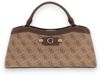 GUESS Lindsey 2 Compartment Satchel Latte Logo Handtas Schoudertas Lichtbruin