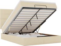 vidaXL - Ottoman bed with mattress and LEDs - 140x200cm - Fabric - Cream