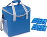 Merkloos Grote koeltas blauw met 2 stuks flexibele koelelementen 27 liter