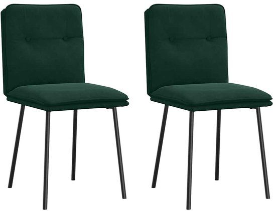 vidaXL Eetkamerstoelen 2 stuks fluweel donkergroen