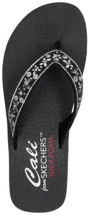 Skechers Vinyasa - Butterfly Kiss - Dames Teenslippers - Zwart - Maat 39