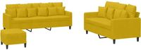 vidaXL 3-delige Loungeset met kussens fluweel geel