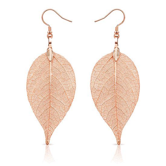 LGT JWLS Lookinggoodtoday Dames oorhangers Blad oorbellen Leaf Rose