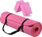 Tapis de yoga multifonctionnel 1/2 pouce extra épais haute densité anti-déchirure avec sangle de transport et blocs de yoga - Rose