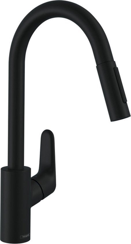 Hansgrohe Focus M41 Keukenkraan - Mat Zwart - Met Uittrekbare Vuistdouche