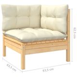 vidaXL 4-delige loungeset met crèmekleurige kussens massief grenenhout