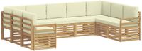 vidaXL - Sofa-Set - Massief Acacia Hout - Wit en Crèmekleurig - 2 Zitplaatsen