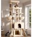 Merkloos Kattenboom XXL - 200 cm - Beige - 2 kattenhuisjes - 2 sisal krabhellingen