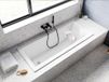 Badland MODERN SLIM ligbad 150 x 70 cm wit met styropor ombouw met bamboe badplank