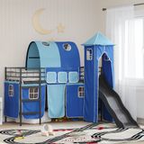 vidaXL - Kinderhoogslaper - Zwart en Blauw - Metaal - 75 x 190 cm