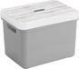 Sunware Opbergbox - lichtgrijs - 18L - kunststof - met houtkleur deksel - 35 x 25 x 24 cm
