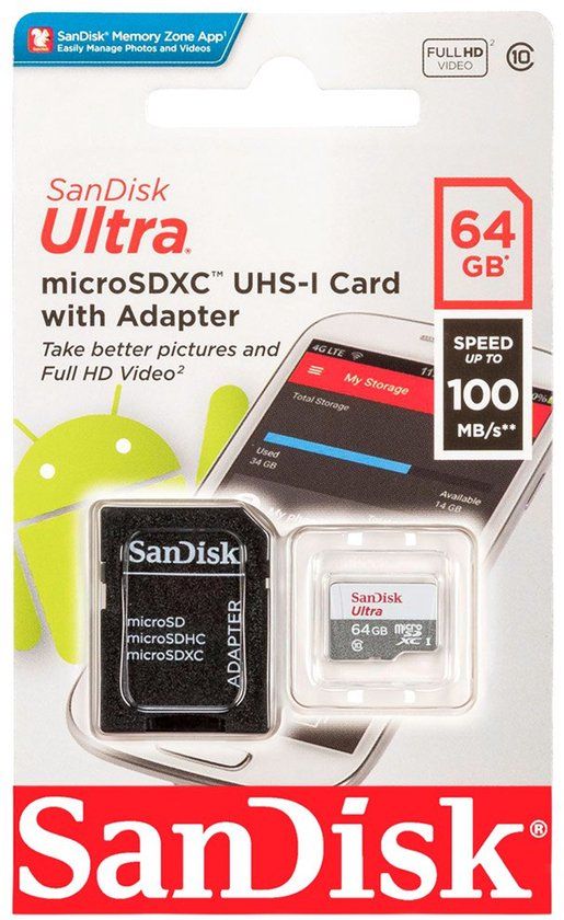 SanDisk 64GB Ultra microSDXC Class 10 - 100MB/s