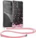 kwmobile telefoonhoesje geschikt voor Motorola Moto G85 5G - Hoesje met telefoonkoord - Back cover voor smartphone - Case in poederroze / donkerbruin / transparant
