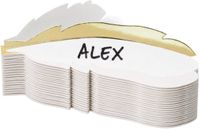 PartyDeco Naamkaartjes / plaatskaartjes veer - Bruiloft - wit / goud - 30x stuks - 10 x 3 cm