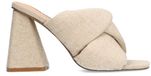 Sacha - Dames - Beige denim muiltjes met hak - Maat 37