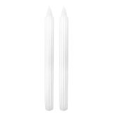 Set Doriques Set van 8 decoratieve kaarsen, geribbeld, wit, 8 uur brandduur, 2,2 cm diameter, 25 cm hoogte