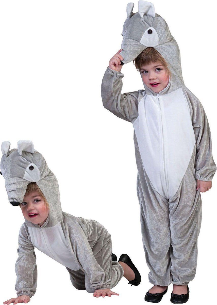 Funny Fashion Grijze Regenwoud Tapir Kostuum Maat 116