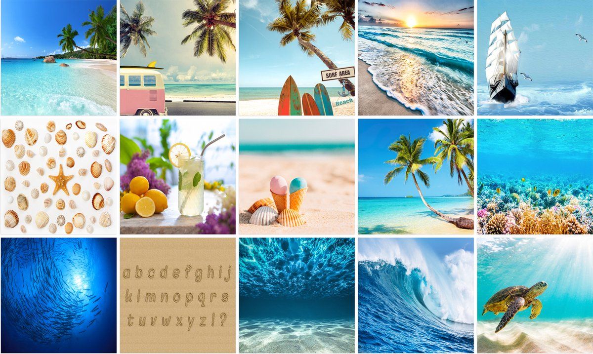 Ulticool Decoratie Sticker Tegels - Tropical Summer - 15x15 cm - 15 stuks