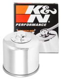 K&N Powersports Oliefilter - Opschroeffilter Chrome 68x75mm compatibel met Kawasaki, Yamaha, Honda, Triumph (KN-204C)