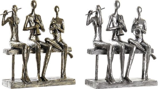 Decoratieve figuren DKD Home Decor Gouden Koper Hars Muzikant/Musicus Modern (18 x 8 x 21 cm) (2 Stuks)